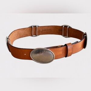 DKNY Leather Belt With Silver Accents Size M Western Bohemian Boho